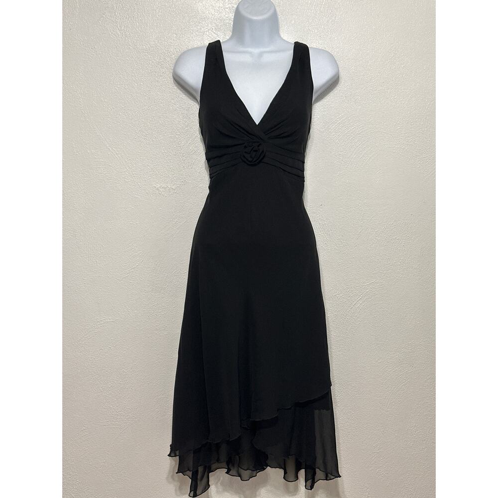 VTG 90s Y2K D.J.Summers Midi Babydoll Whimsigoth Dress 8 Black Dark Fairy Glam